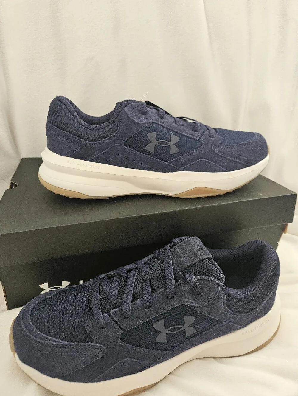 NWT Under Armour UA Edge Suede Mens 13 Navy Blue Charged Sneakers